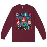 Burgundy chillin with my gnomies olivia Long Sleeve Tee - OliviaCreatesArt