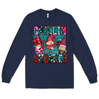 Navy chillin with my gnomies olivia Long Sleeve Tee - OliviaCreatesArt