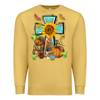 Antique Gold western thankful cross pumpkin Premium Sweatshirt - BarkalooDesign