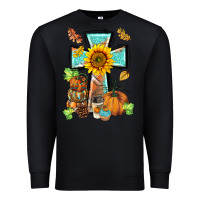 Black western thankful cross pumpkin Premium Sweatshirt - BarkalooDesign