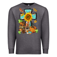 Charcoal Heather western thankful cross pumpkin Premium Sweatshirt - BarkalooDesign