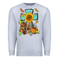 Heather Grey western thankful cross pumpkin Premium Sweatshirt - BarkalooDesign