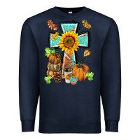 Navy western thankful cross pumpkin Premium Sweatshirt - BarkalooDesign