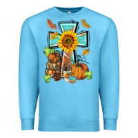 Ocean Blue western thankful cross pumpkin Premium Sweatshirt - BarkalooDesign
