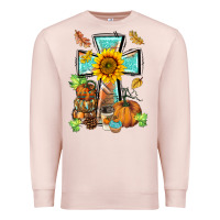Pale Pink western thankful cross pumpkin Premium Sweatshirt - BarkalooDesign