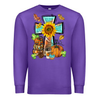 Purple western thankful cross pumpkin Premium Sweatshirt - BarkalooDesign