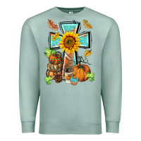 Seafoam western thankful cross pumpkin Premium Sweatshirt - BarkalooDesign