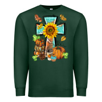 Sports Green western thankful cross pumpkin Premium Sweatshirt - BarkalooDesign