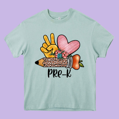 Peace Love Pre K Heavy Core Tee Designed By Jahusdesignshop