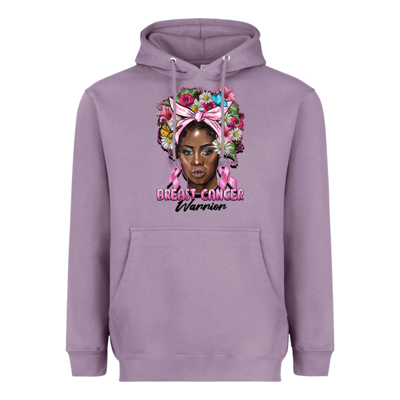 Breast Cancer Warrior Black Woman Heavyweight Hoodie by BarkalooDesign | Teevron