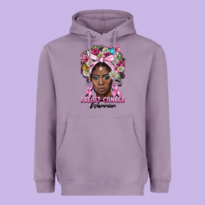 Breast Cancer Warrior Black Woman Heavyweight Hoodie Designed By Barkaloodesign