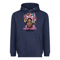 Navy breast cancer warrior black woman Heavyweight Hoodie - BarkalooDesign
