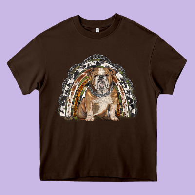 English Bulldog Rainbow Heavy Core Tee Designed By Barkaloodesign