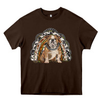 Chocolate Brown english bulldog rainbow Heavy Core Tee - BarkalooDesign