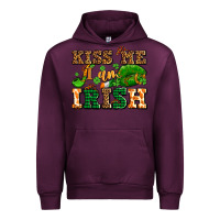 Mauve Wine kiss me i am irish  with lips and shamrocks Urban Hoodie - AdoDesignShop