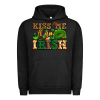 Pigment Black kiss me i am irish  with lips and shamrocks Urban Hoodie - AdoDesignShop