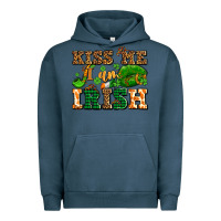 Pigment Midnight Navy kiss me i am irish  with lips and shamrocks Urban Hoodie - AdoDesignShop
