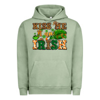 Pigment Oil Green kiss me i am irish  with lips and shamrocks Urban Hoodie - AdoDesignShop