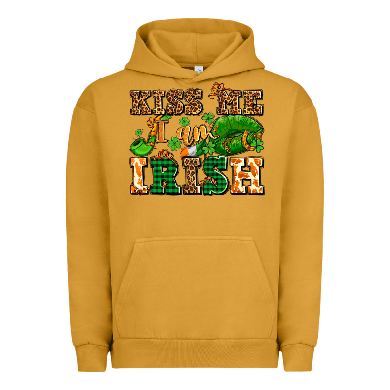 Kiss Me I Am Irish  With Lips And Shamrocks Urban Hoodie by AdoDesignShop | Teevron
