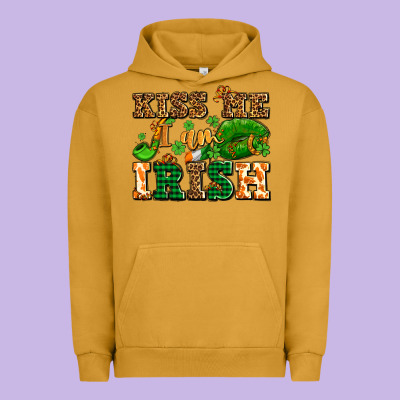 Kiss Me I Am Irish  With Lips And Shamrocks Urban Hoodie Designed By Adodesignshop