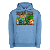 Pigment Pebble Blue kiss me i am irish  with lips and shamrocks Urban Hoodie - AdoDesignShop