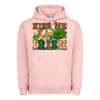 Pigment Salmon kiss me i am irish  with lips and shamrocks Urban Hoodie - AdoDesignShop