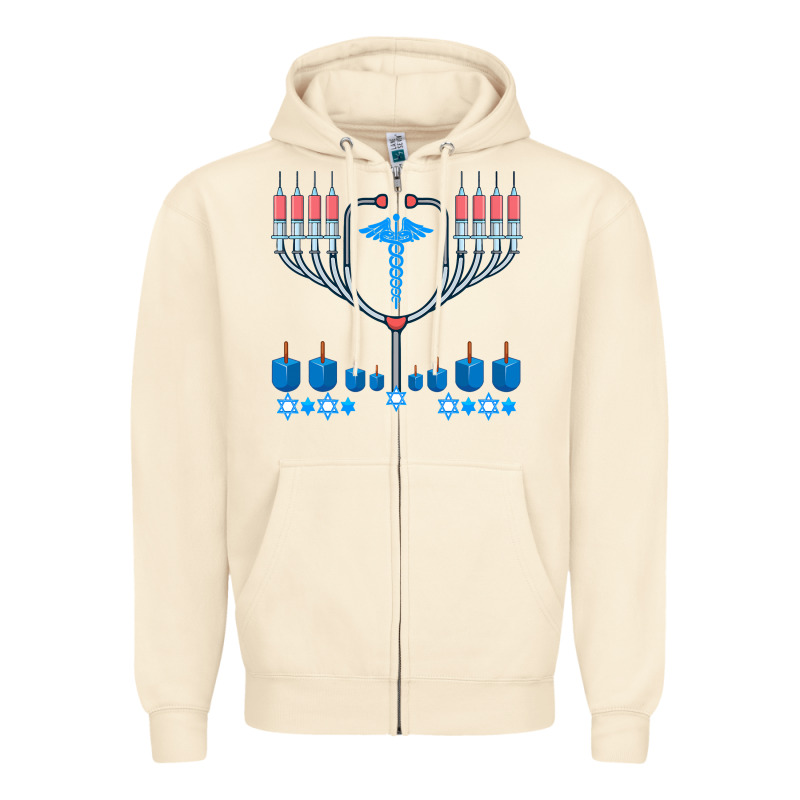 Jewish Hanukkah Chanukah Doctor Medical Menorah  Gifts Zipper Hoodie by trangStudio | Teevron