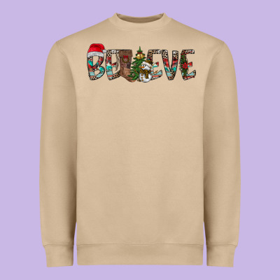 Believe Christmas Heavyweight Sweatshirt Designed By Cowhidedigitalart