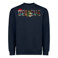 Navy Believe Christmas Heavyweight Sweatshirt - CowhideDigitalArt