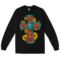 Black gemstone sunflower leopard cross Long Sleeve Tee - OliviaCreatesArt