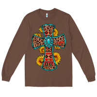 Chestnut gemstone sunflower leopard cross Long Sleeve Tee - OliviaCreatesArt