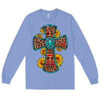 Colony Blue gemstone sunflower leopard cross Long Sleeve Tee - OliviaCreatesArt