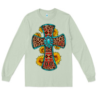 Matcha gemstone sunflower leopard cross Long Sleeve Tee - OliviaCreatesArt