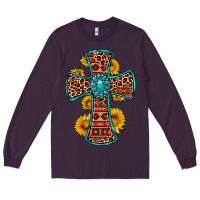 Plum gemstone sunflower leopard cross Long Sleeve Tee - OliviaCreatesArt