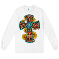 White gemstone sunflower leopard cross Long Sleeve Tee - OliviaCreatesArt