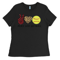 Black Peace Love Softball Ladies Tee - Bettercallsaul