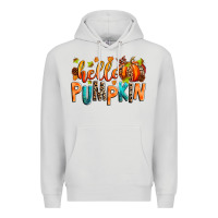 Dove Grey Hello pumpkin Premium Hoodie - RanaPortraitStore