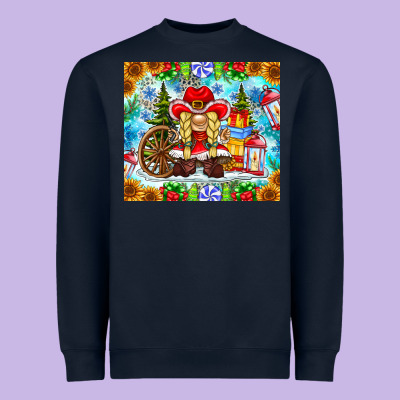 Christmas Cowboy Gnome Heavyweight Sweatshirt Designed By Cowhidedigitalart