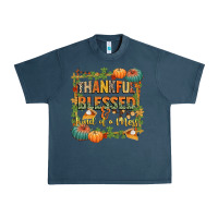 Midnight Navy thankful blessed and kind of a mess Urban Heavy Tee - CowGirlArtShop