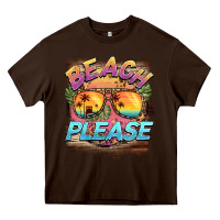 Chocolate Brown becach please Heavy Core Tee - BarkalooDesign