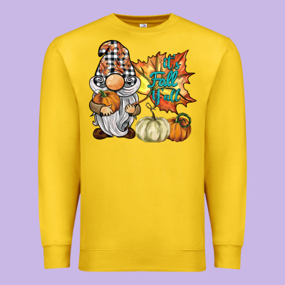 It's Fall Y'all Gnome Premium Sweatshirt Designed By Barkaloodesign