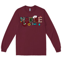 Burgundy christmas nurse Long Sleeve Tee - RanaPortraitStore