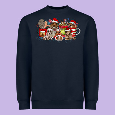 Christmas Dog Coffee Heavyweight Sweatshirt Designed By Cowhidedigitalart