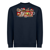 Navy Christmas Dog Coffee Heavyweight Sweatshirt - CowhideDigitalArt