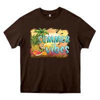 Chocolate Brown summer vibes sunset and fruits Heavy Core Tee - BarkalooDesign