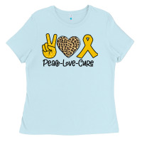 Baby Blue Peace Love Cure Ladies Tee - Bettercallsaul