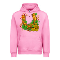 Fuchsia Pink horseshoe with shamrocks and coin Urban Hoodie - AdoDesignShop