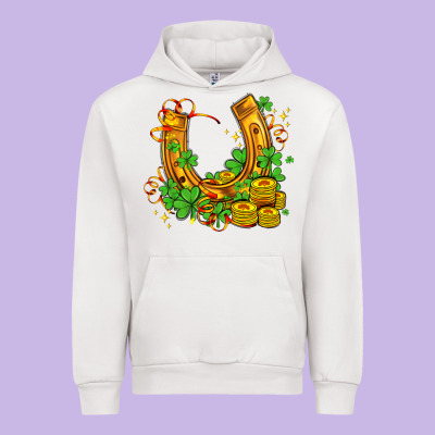 Horseshoe With Shamrocks And Coin Urban Hoodie Designed By Adodesignshop