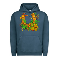 Pigment Midnight Navy horseshoe with shamrocks and coin Urban Hoodie - AdoDesignShop