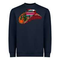 Navy Christmas Cowboy Heavyweight Sweatshirt - CowhideDigitalArt